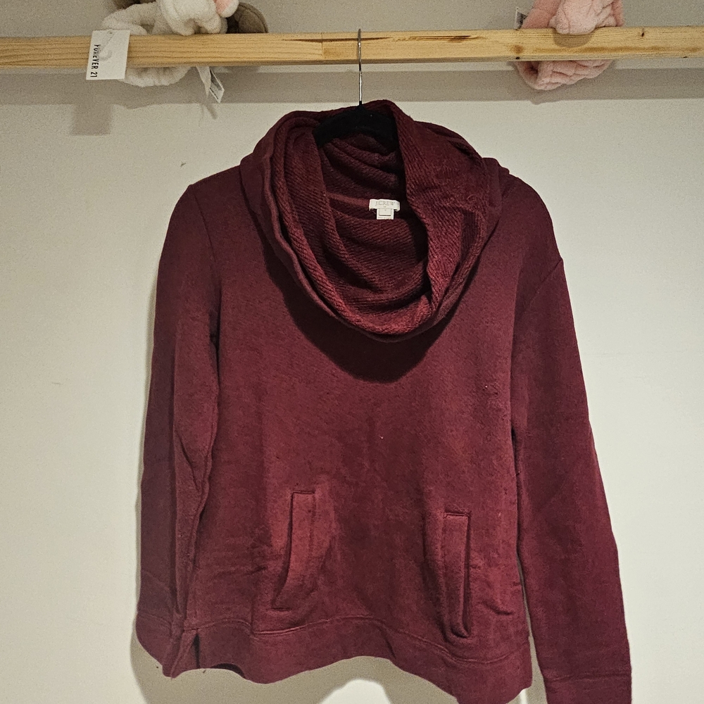 J. Crew Deep Red Cowl Neck Sweater